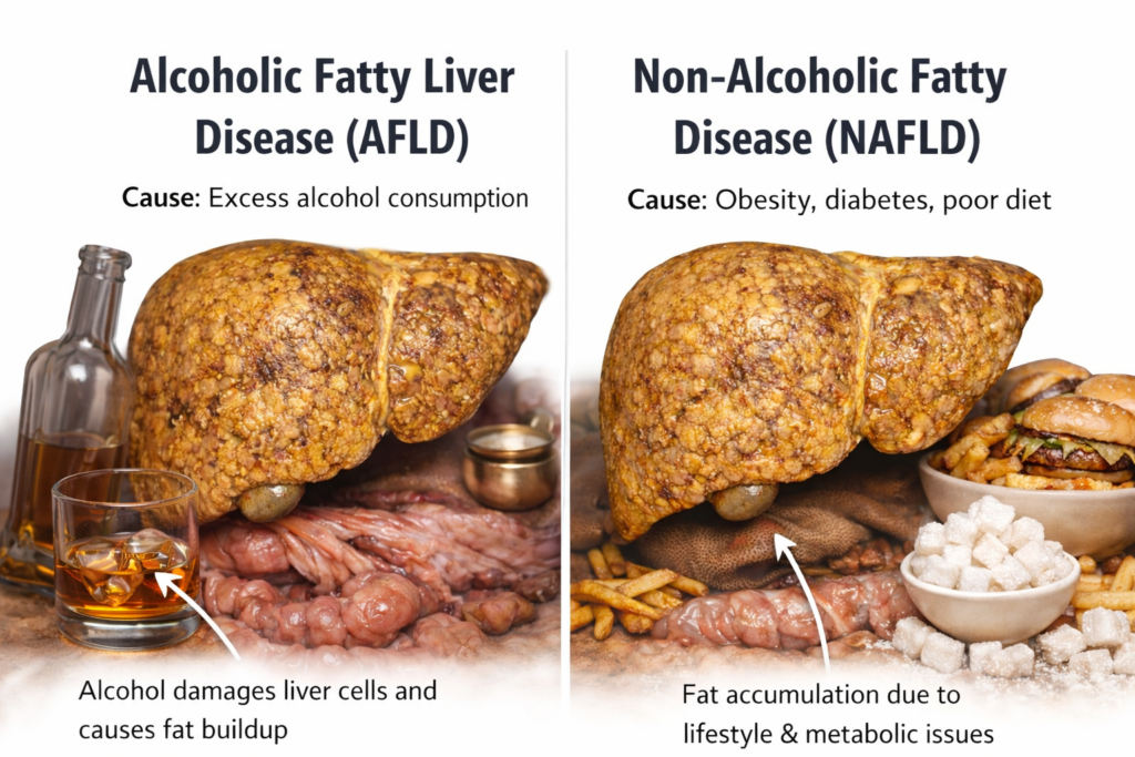 difference between AFLD and NAFLD
